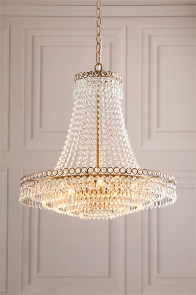 (image for) Laura Ashley Enid 5 Light Grande Chandelier Glass and Matt Antique Brass